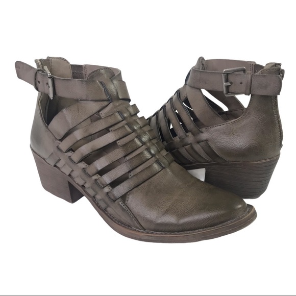Volatile McKenna Taupe Cut Out Bootie Chunky Heel